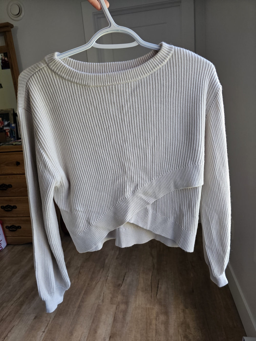 lululemon athletica Ribbed Cross-Hem Crewneck Sweater in Ivory
